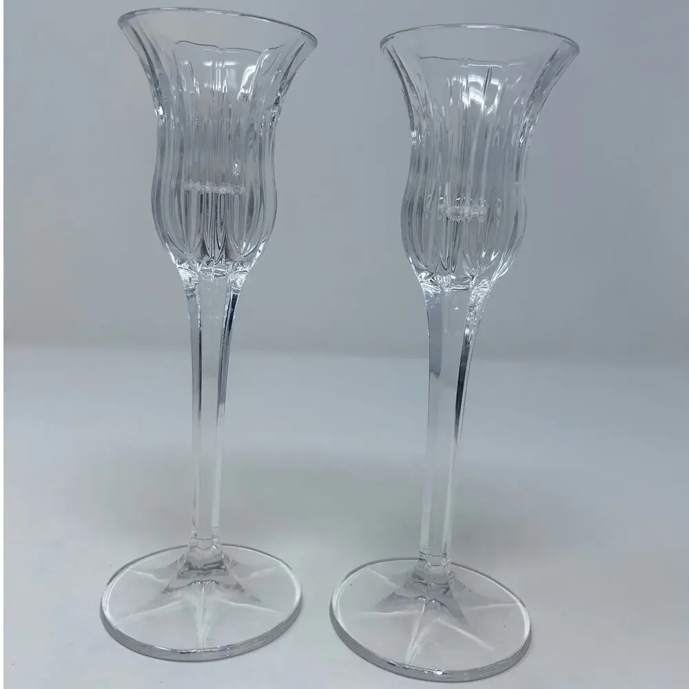 Mikasa Germany‎ Crystal Clear Ribbed Icicle Taper Candles Set of 2 8